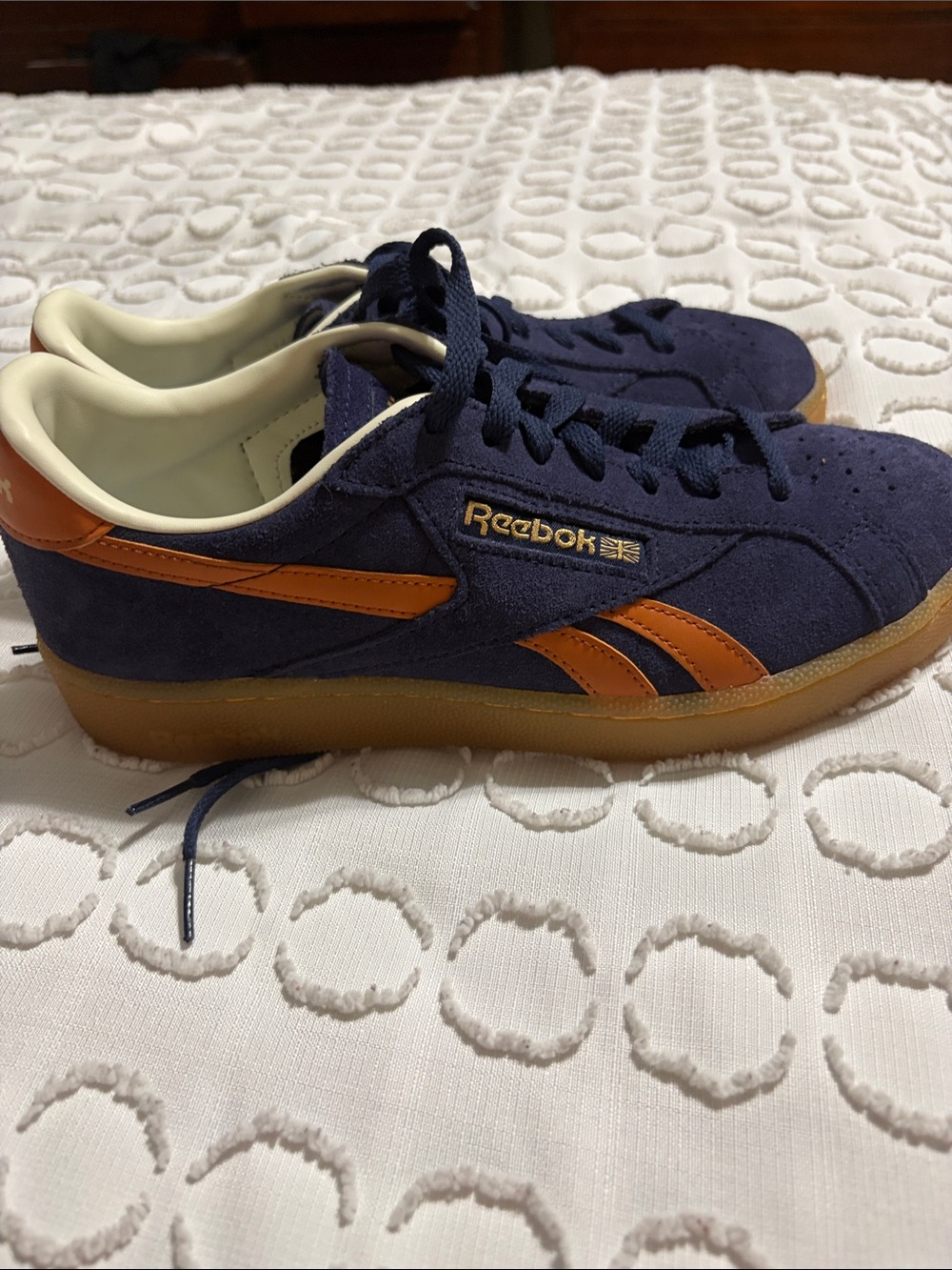 Reebok Navy Suede Sneakers with Brown Accents